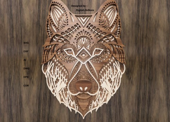 Multilayered Wolf Laser Cut File