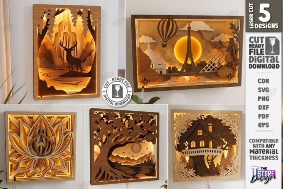 3D Layered Light Boxes Art Laser Bundle