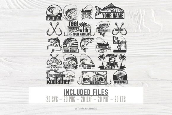 Fishing SVG Bundle, 20 Monogram Designs