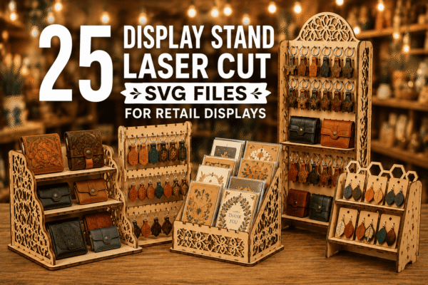 25 Display Stand Laser Cut SVG Files for Retail Displays, Jewelry Stands & Creative Laser Cutting Projects